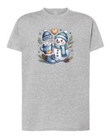 Koszulka Świąteczna Personalizowana Zima Rysunkowa Szary melanż XL