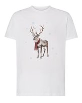 Koszulka Święta Renifer z szalikiem Zima Płatki Śniegu Biały L