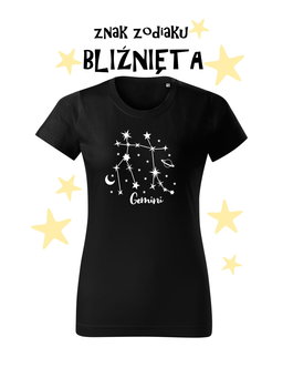 Koszulka T-shirt Czarna znak zodiaku Bliźnięta - Hafna
