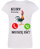 Koszulka T-Shirt damski nadruk Kury Dzwonią Muszę Iść! XXL
