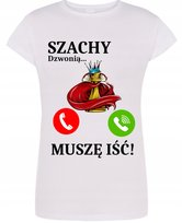 Koszulka T-Shirt damski nadruk Szachy Dzwonią Muszę Iść! L