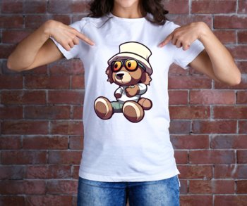 Koszulka T-Shirt Miś Tadzio biała Rozmiar 2XL z nadrukiem nadruk - Inna marka