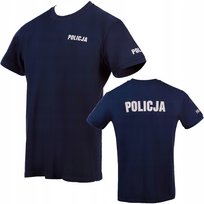 Koszulka T Shirt Policja 100% Bawełna Granatowa Odblaskowa Tshirt