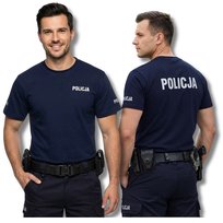 Koszulka T Shirt Policja 100% Bawełna Granatowa Odblaskowa Tshirt XXL 2XL Modus