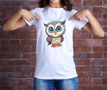 Koszulka T-Shirt Sówcia biały rozmiar S z nadrukiem nadruk Owl - Inna marka