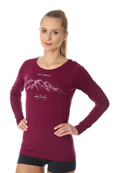 Koszulka termoaktywna z długim rękawem damska Brubeck Outdoor Wool Pro LS14150A śliwkowy góry - L - BRUBECK