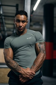 Koszulka Treningowa Rashguard Bezszwowa Męska Khaki Xs/S - DEADLIFT