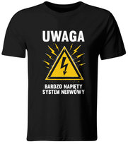 Koszulka Uwaga Bardzo Napięty System Nerwowy. Śmieszny T-shirt dla Nerwusa, roz. XL GiTees