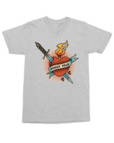 Koszulka w stylu tatuażu Serce z płomieniem i sztyletem Szara XL