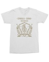 Koszulka wojskowa Chwała Duma Honor z Granatem Nadrukiem Biała M