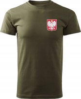 Koszulka Wojskowa Khaki Bawełniana Godło Polski GILDAN