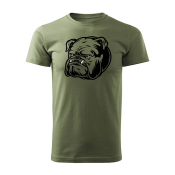Koszulka z buldogiem angielskim bulldog angielski męska khaki REGULAR-XXL