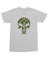 Koszulka z czaszką Punisher Czaszka z nadrukiem Camo Wojskowa Szara L