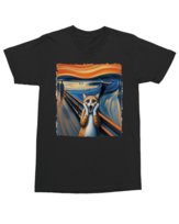 Koszulka z kotem Krzyk Edvard Munch Parodia Zabawna Czarna M