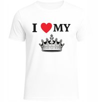 KOSZULKA Z NADRUKIEM DLA PAR MATCHING I LOVE MY QUEEN KORONA PREZENT L Szumila