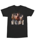 Koszulka z nadrukiem Galopujące konie Napis RUN Koń Czarna XL&nbsp;-&nbsp;TeeLove