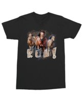Koszulka z nadrukiem Galopujące konie Napis RUN Koń Czarna XL