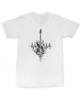 Koszulka z nadrukiem Gitary dla Muzyka Gitarzysty na Koncert Biała XL