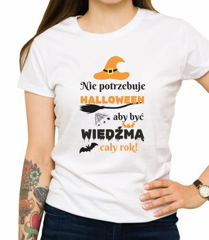 Koszulka Z Nadrukiem, Halloweenowa Wiedźma, Damska, Biała, Rozmiar M - Inna marka