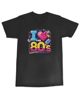 Koszulka z nadrukiem I love the 80s Kocham lata 80te Czarna L