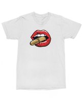 Koszulka z nadrukiem Usta i pocisk Stylowa Symbolika Przekaz Biała XL