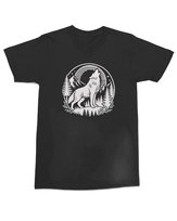 Koszulka z nadrukiem Wyjący wilk Pełnia Księżyca Samotnika Czarna L