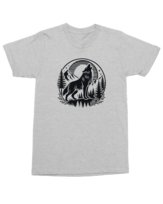 Koszulka z nadrukiem Wyjący wilk Pełnia Księżyca Samotnika Szara L