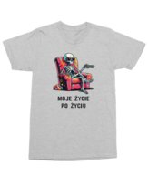 Koszulka z nadrukiem Życie po życiu Szkieletem Humorem Szara L