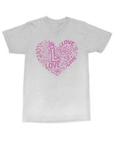 Koszulka z napisami LOVE w kształcie serca na Prezent Szara M