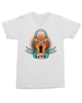 Koszulka z napisem LOVE serce kłódka Oldschool Tattoo Biała XL