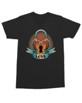 Koszulka z napisem LOVE serce kłódka Oldschool Tattoo Czarna M