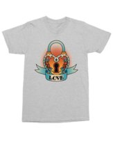 Koszulka z napisem LOVE serce kłódka Oldschool Tattoo Szara XL