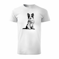 Koszulka z psem pies Border Collie męska biała-L