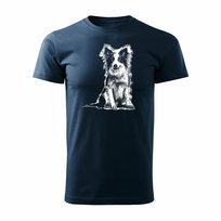Koszulka z psem pies Border Collie męska granatowa-XL