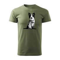 Koszulka z psem pies Border Collie męska khaki-XL