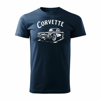 Koszulka Z Samochodem Chevrolet Corvette Dla Pasjonatów Amerykańskiej Motoryzacji Kolekcjonerska Męska Granatowa Regular-Xxl - Inna marka