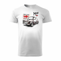 Koszulka Z Samochodem Mini Morris Mini Cooper Kolekcjonerska Męska Biała Regular-Xxl