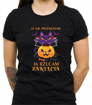 Koszulka Z Zabawnym Nadrukiem, Ja Rzucam Zaklęcia 02, Halloween, Damska, Czarna, Rozmiar L - Inna marka