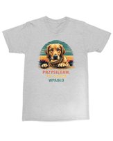 Koszulka ze śmiesznym psem To samo wpadło Humor Pies Czworonóg Szara XL