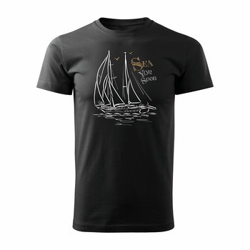 Koszulka żeglarska dla żeglarza z jachtem żaglówką męska czarna REGULAR - L - Topslang