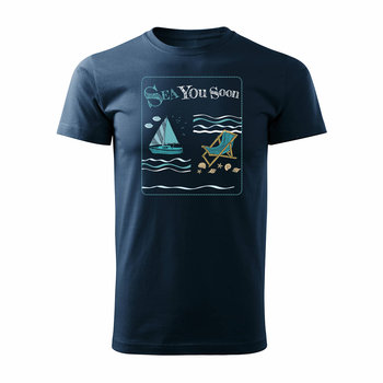 Koszulka żeglarska lato wakacje prezent dla żeglarza jacht męska granatowa REGULAR-XXL