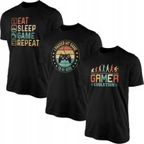 Koszulki Męskie dla Gracza Komplet 3 x T-shirt Koszulka 100% Bawełna 3PAK Freshtop