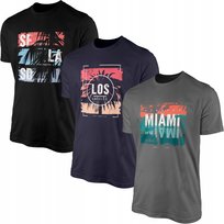 Koszulki Męskie na Lato Wakacje Miami LA 3 x T-shirt Koszulka 3PAK Zestaw Freshtop