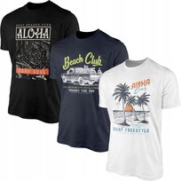 Koszulki Męskie na Lato Wakacje Plaża 3 x T-shirt Koszulka 3PAK Zestaw Freshtop