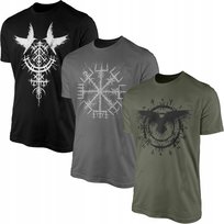 Koszulki Męskie Wiking Viking Kompas LA 3 x T-shirt Koszulka 3PAK Zestaw Freshtop