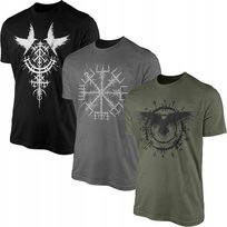 Koszulki Męskie Wiking Viking Kompas LA 3 x T-shirt Koszulka 3PAK Zestaw