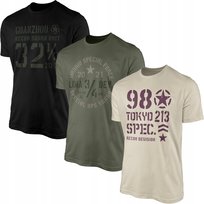 Koszulki Męskie Wojskowe Komplet 3 x T-shirt Koszulka 100% Bawełna 3PAK Freshtop