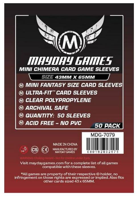 Mayday Games 50 Fundas Premium Para Cartas Mini Chimera USA – Medidas 43 X 65 Mm, Ideal Para Proteger Tus Juegos De Cartas Favoritos