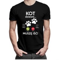Koszulkowy, Koszulka męska, Kot dzwoni, muszę iść, rozmiar S Koszulkowy