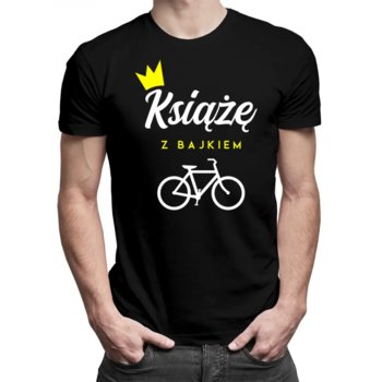 Koszulkowy, Męska koszulka na prezent, Książę z bajkiem dla rowerzysty, kolor czarny, rozmiar M - Koszulkowy